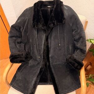 Gallery Leather Black Faux Fur Coat